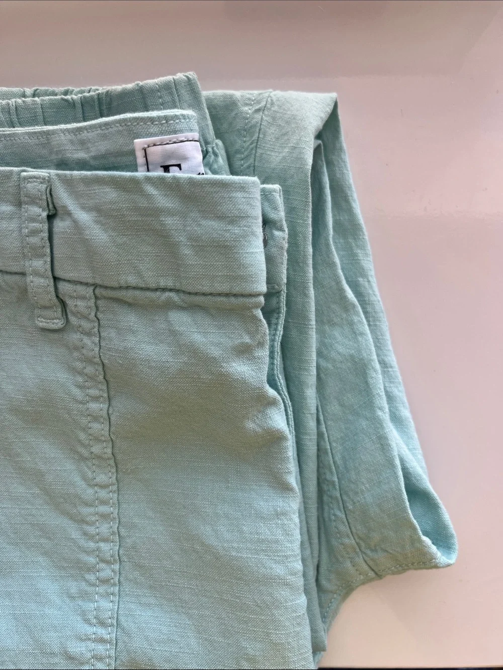 Frank & Eileen Jameson Linen Cotton Blend Seafoam Blue Jogger Pants Size 8